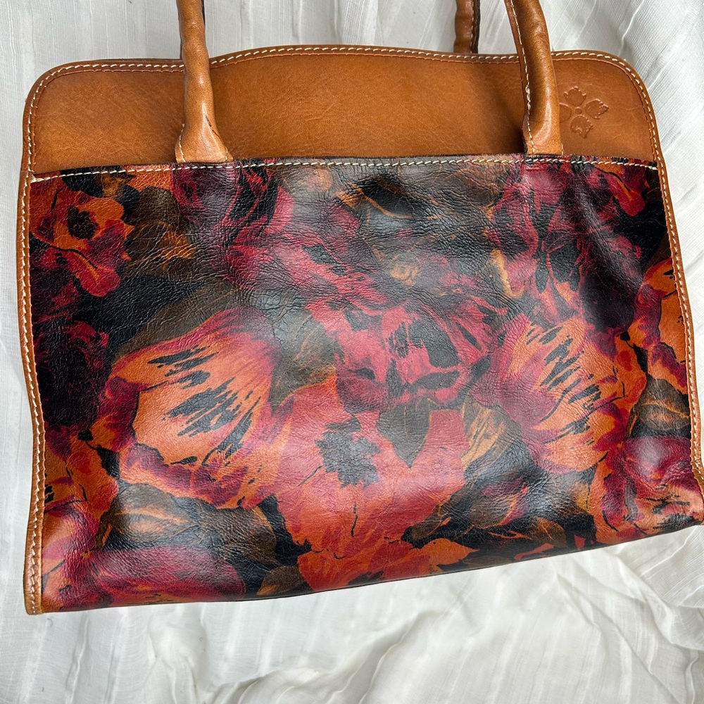 Patricia Nash EUC Floral Double Rolled Handle Shoulder Bag